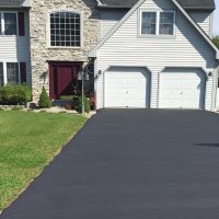 fully dried and completed sealcoat driveway.